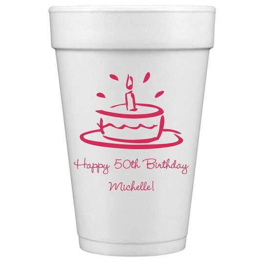 Modern Birthday Cake Styrofoam Cups